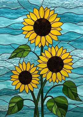 Stained Glass Sunflowers