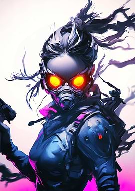 Cyberpunk Warrior with Glowing Eyes