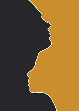 Inner Reflections – Dual Silhouette Line Art