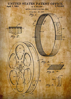 1953 motion picture film reel patent