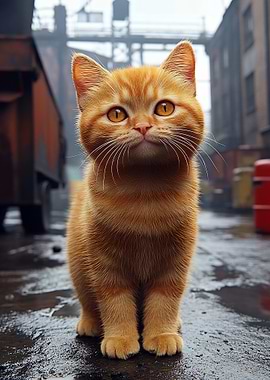 Ginger Cat in Urban Setting