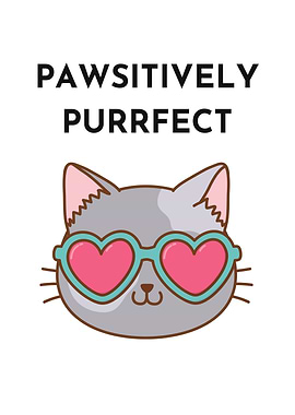 Pawsitively Purrfect Cat with Heart Glasses