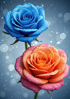 Blue and Orange Roses