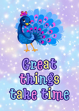 Cartoon Peacock with Inspirational Quote
