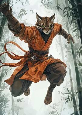 Anthropomorphic Cat Bamboo