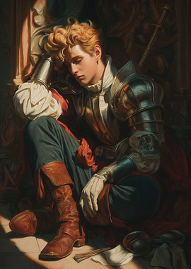Pensive Knight in Armor