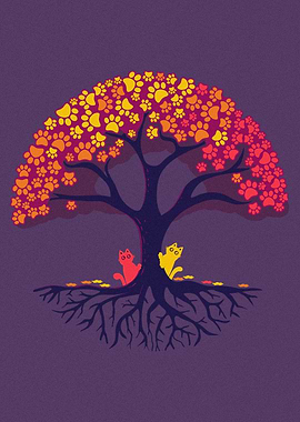 Pawtumn Tree with Cat paws