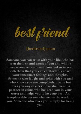 Best Friend Definition on Dark Background