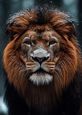 Lion portrait in winter