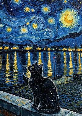 Starry Night Cat