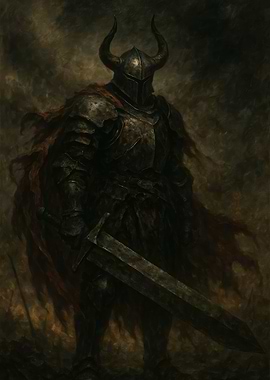 Dark Knight with Horned Helmet