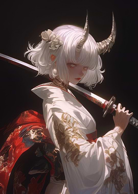 Horned Girl with Katana