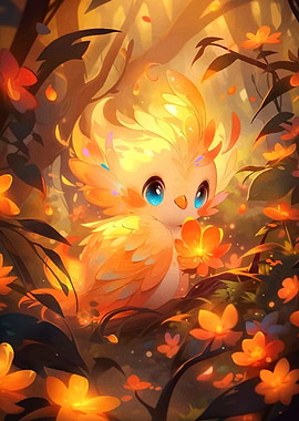 Cute Orange Bird Flowers