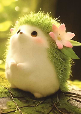 Cute Green Hedgehog Flower
