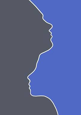 Face Off - Dual Silhouette Line Art