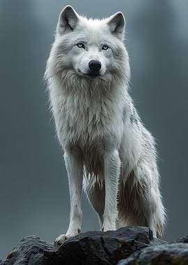 Majestic White Wolf Portrait