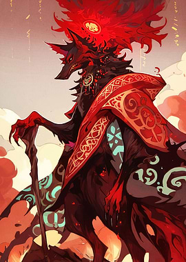 Red and Black Wolf Sorcerer