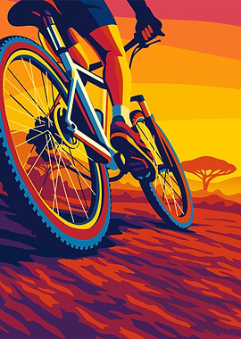Mountain Biking Adventure Illustraion Vector Art