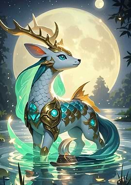 Fantasy Deer Creature Water