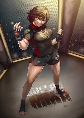 Female Anime MMA Fighter in the Ring