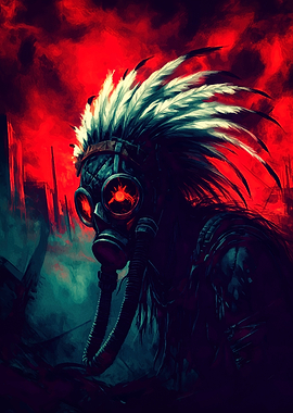 Post-Apocalyptic Warrior with Gas Mask