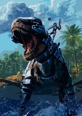 Armored Tyrannosaurus Rex with Rider