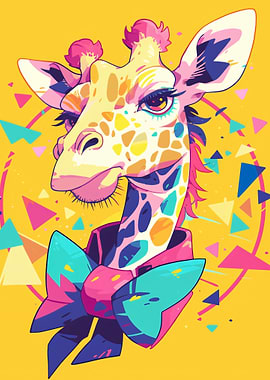 Giraffe with Bowtie Pop Art Portrait