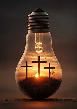 Crosses Lightbulb Sunset