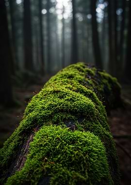 Mossy Log in Forest