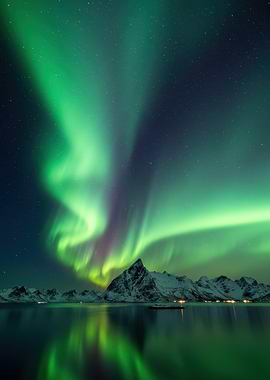 Aurora Borealis over Lofoten Islands, Norway