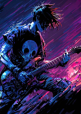 Guitarist in Neon Lights