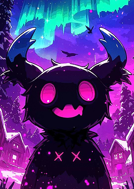 Cute Monster Winter Landscape