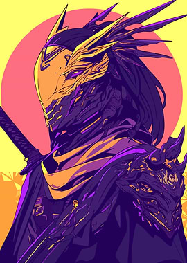 Cyberpunk Warrior with Sword and Mask