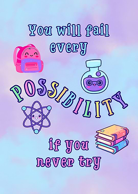 Motivational School Supplies Cartoon Art