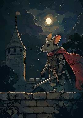 Brave Mouse Knight at Night
