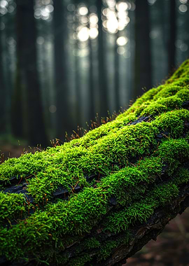 Mossy Tree Trunk in Forest
