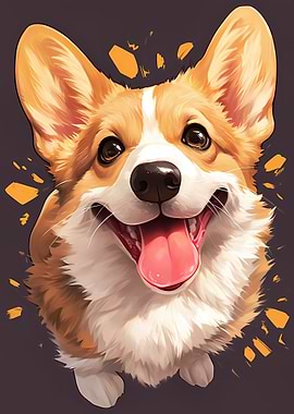Happy Corgi Portrait
