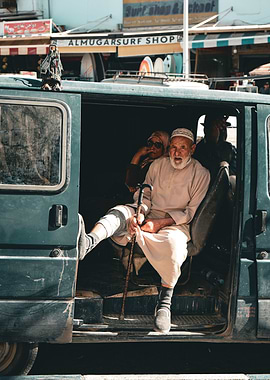 Elderly Man in Van, Morocco