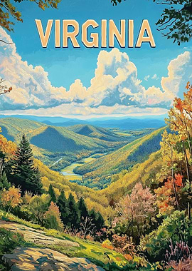 Scenic Virginia Hills Vintage Travel Poster