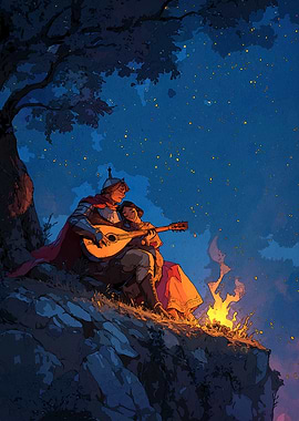 Knight and Lady Campfire