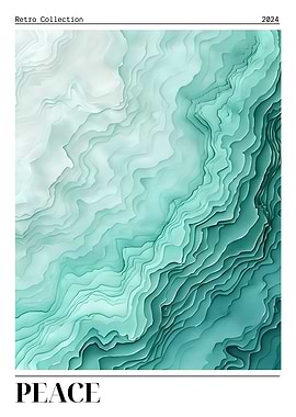 Abstract Teal Layered Peace Poster