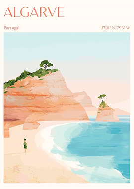 Algarve, Portugal Beach Landscape Art