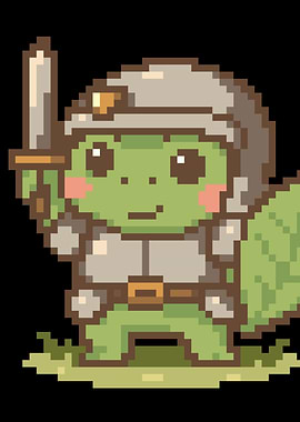 Pixel Art Turtle Warrior