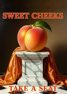Sweet Cheeks Take a Seat - Peach Humor - a Royal Twist