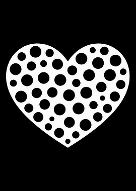 polka dots pattern white heart sign cool symbol cute shaped on black background f