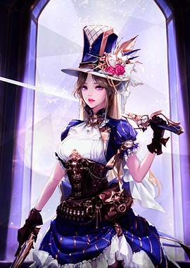 Steampunk Girl with Gun