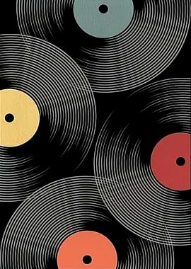 Retro Vinyl Records Art