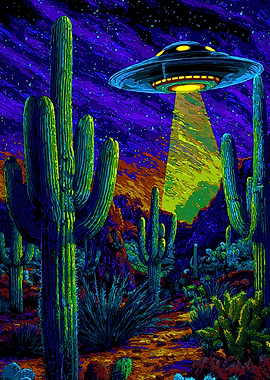 UFO over Desert Landscape