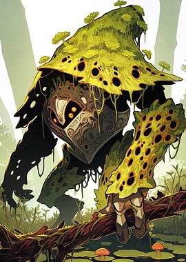 Mushroom Creature in Forest Illustration