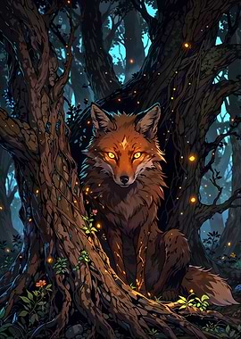 Fox in Mystical Forest